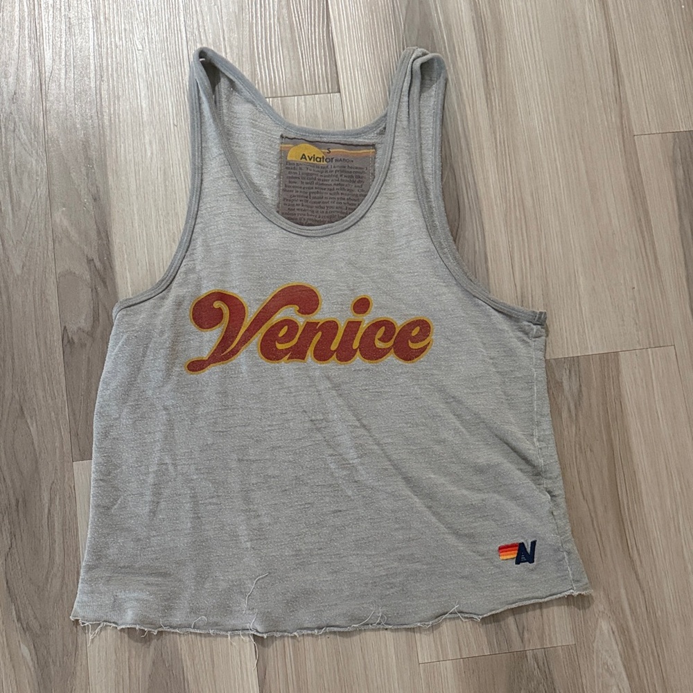 Aviator Nation Gray Tank Top with Venice Print